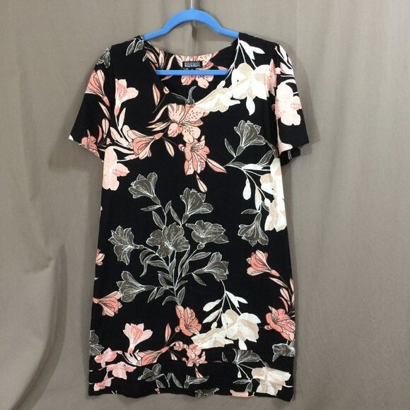 Nicole Miller Original Dress Short Sleeves Pink Floral Knee Length Linen Blend S - Picture 5 of 5